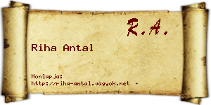 Riha Antal névjegykártya